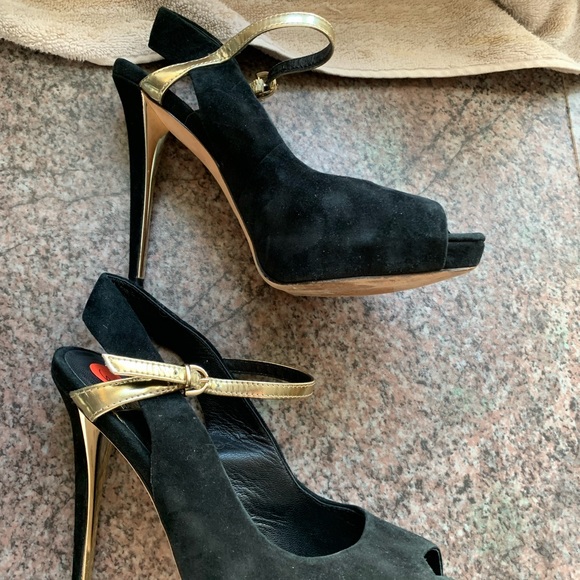 Marciano black suede open toe heels size 6 - Picture 6 of 14